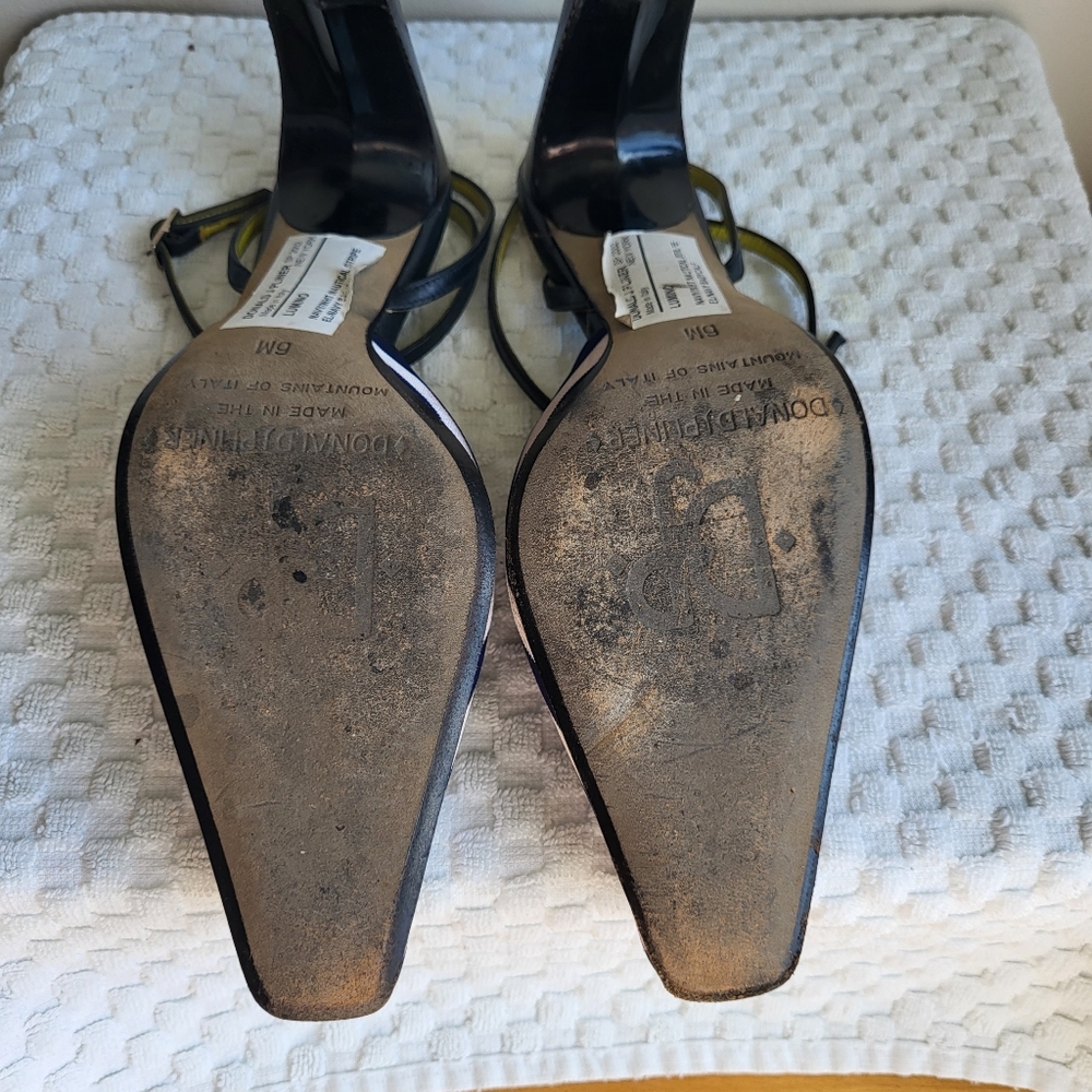 Donald J. Pliner Black and White Striped Heels - Picture 14 of 16